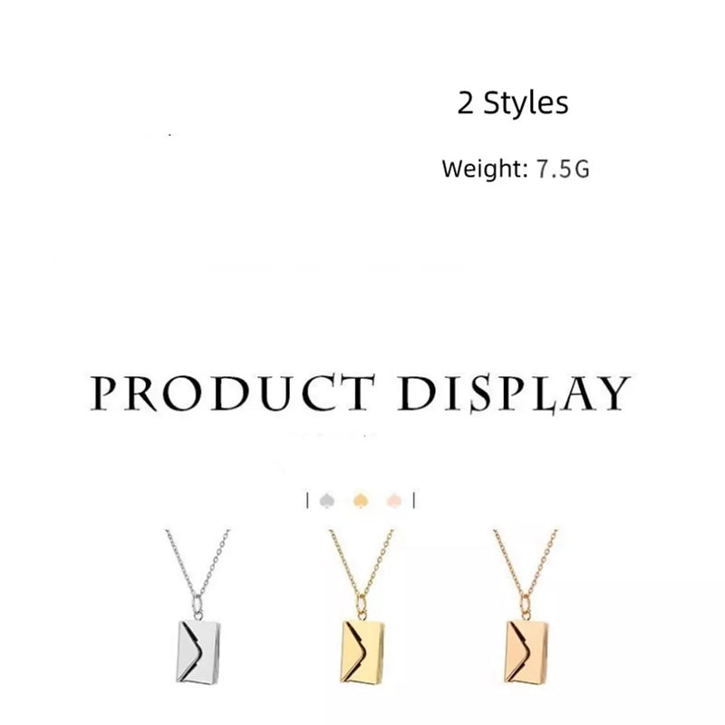 Love Letter Necklace Envelope Stainless Steel Jewelry Gold Silver Color Valentine's Day Gift