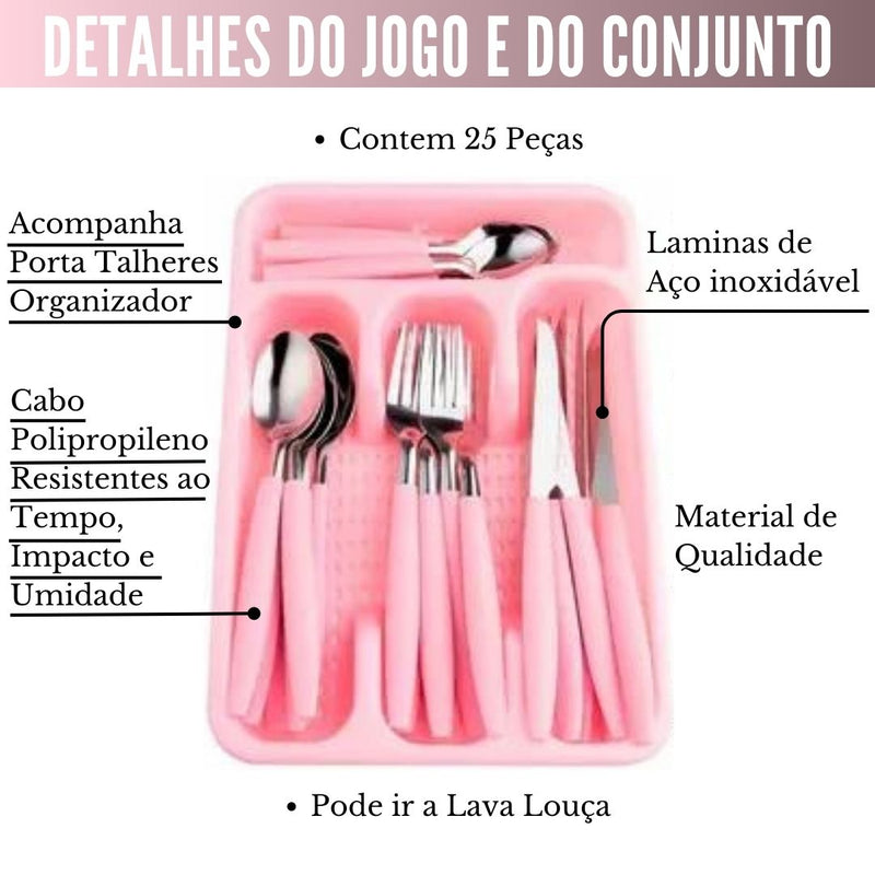 25-Piece Cutlery Set + Cutlery Holder with Divider