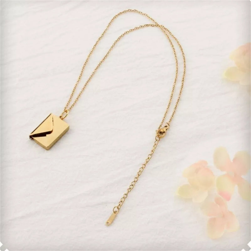 Love Letter Necklace Envelope Stainless Steel Jewelry Gold Silver Color Valentine's Day Gift