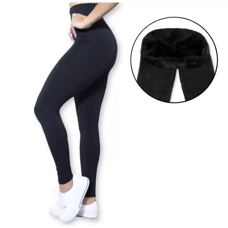 Legging Flanelada, peluciada por dentro, legging térmica cintura alta