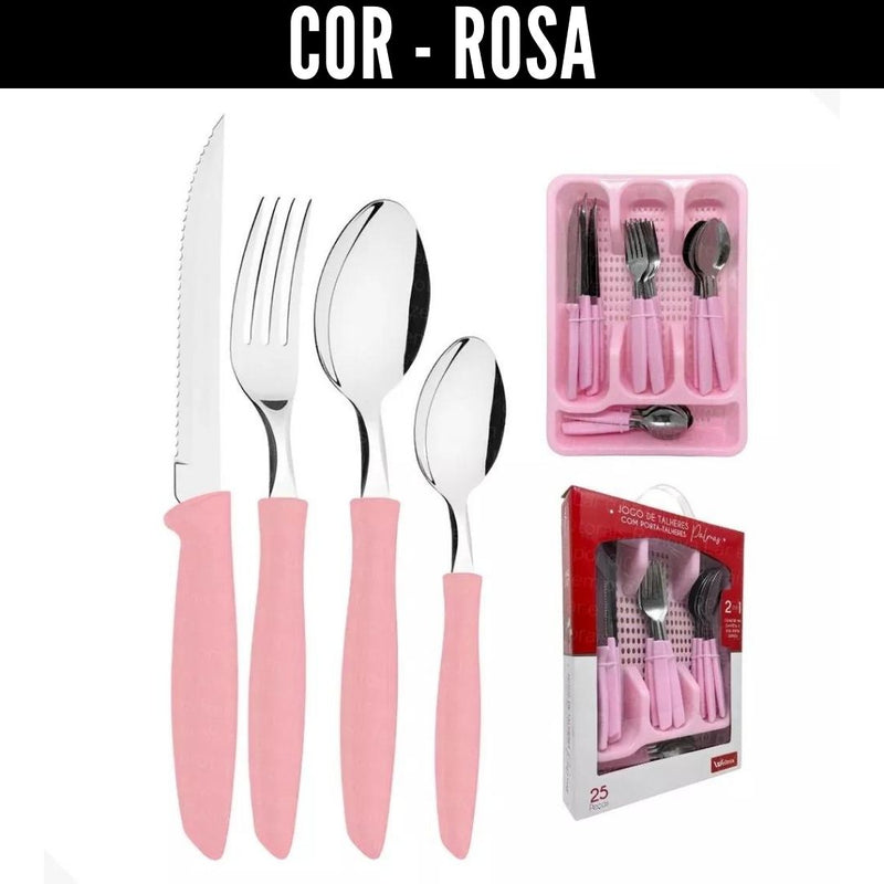 25-Piece Cutlery Set + Cutlery Holder with Divider