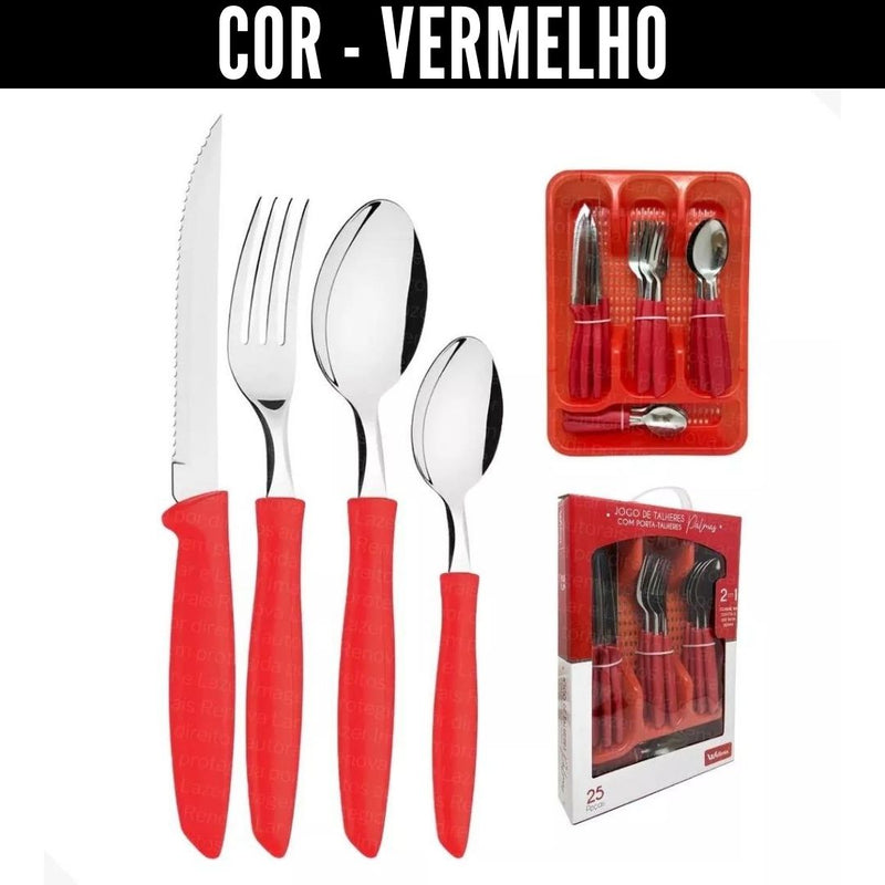 25-Piece Cutlery Set + Cutlery Holder with Divider