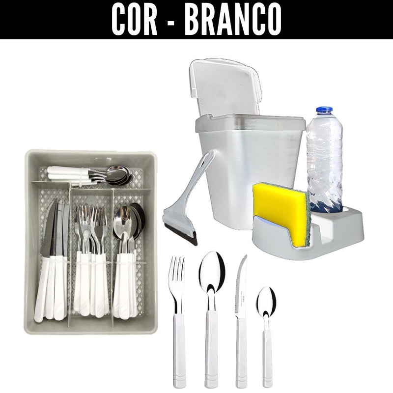 25-Piece Cutlery Set + Sink Kit with Detergent Holder and Waste Bin
