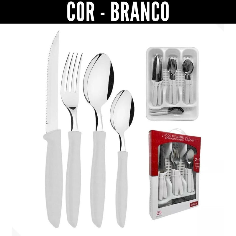 25-Piece Cutlery Set + Cutlery Holder with Divider