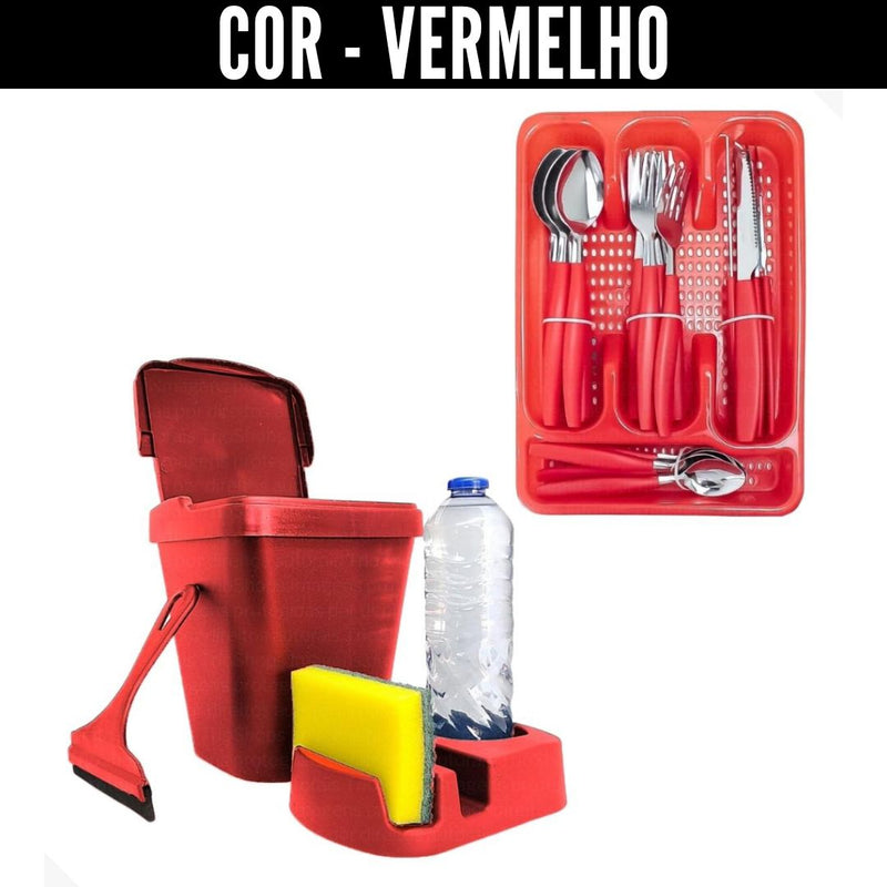 25-Piece Cutlery Set + Sink Kit with Detergent Holder and Waste Bin