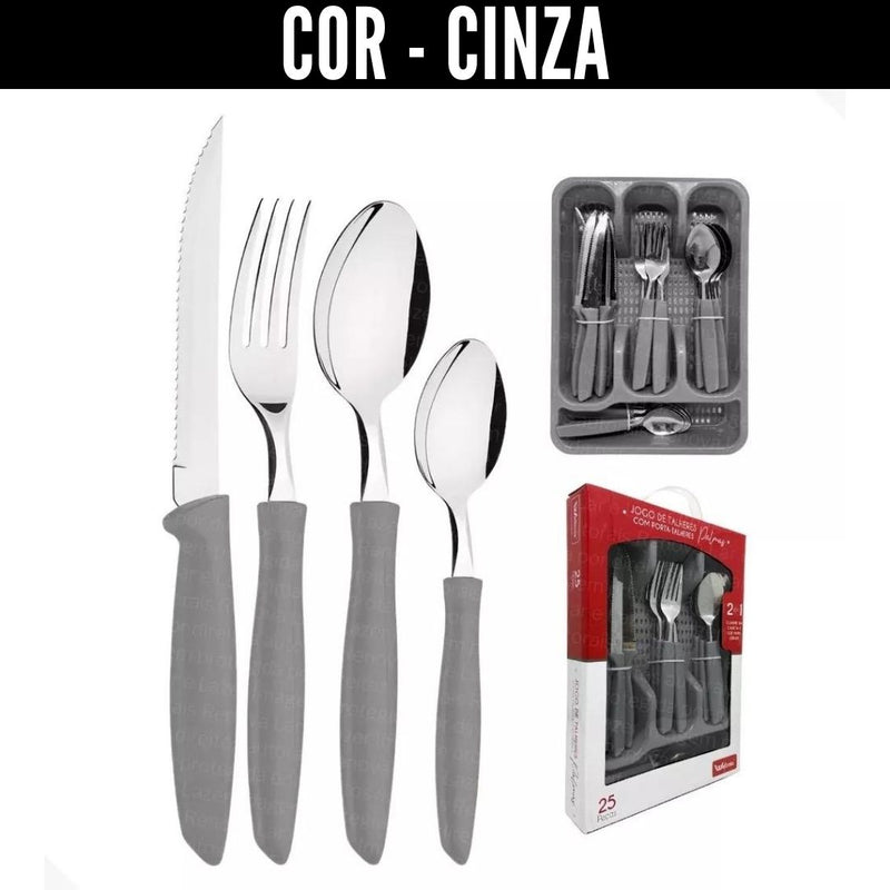 25-Piece Cutlery Set + Cutlery Holder with Divider