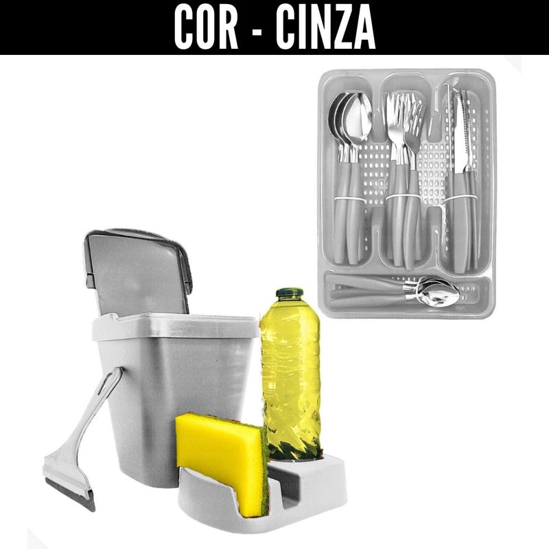 25-Piece Cutlery Set + Sink Kit with Detergent Holder and Waste Bin