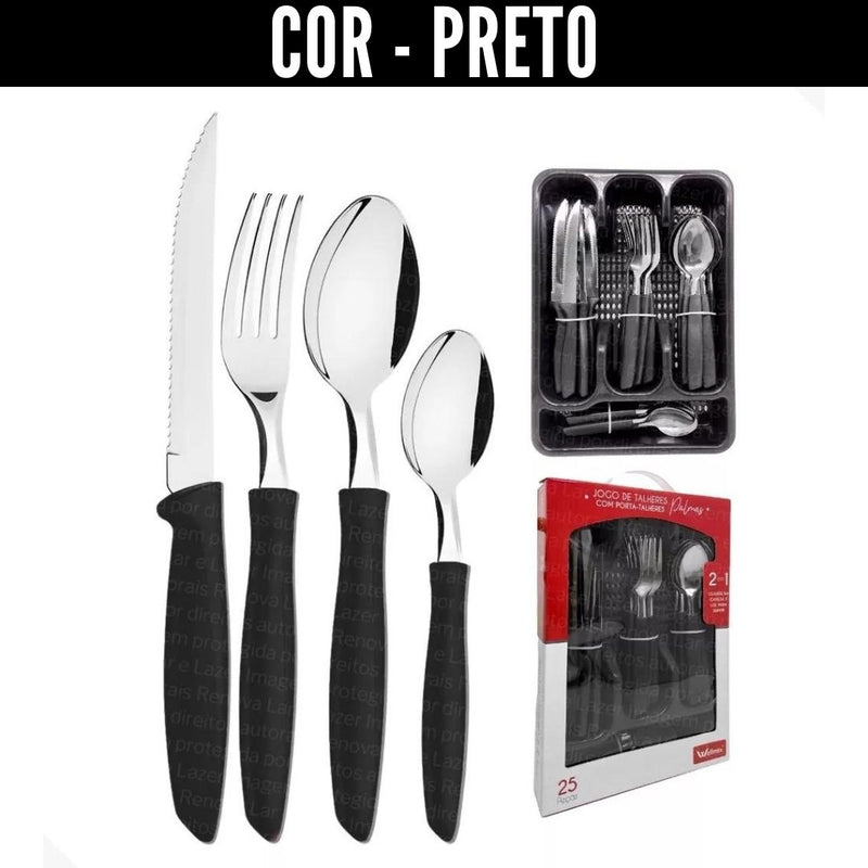 25-Piece Cutlery Set + Cutlery Holder with Divider