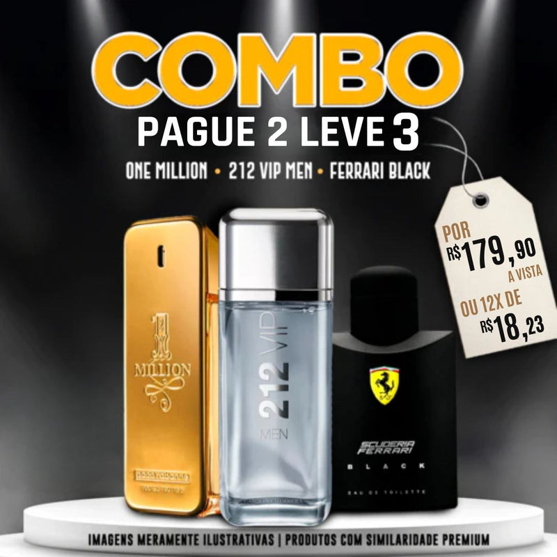 Combo de Perfumes Masculinos - Pague 2 leve 3