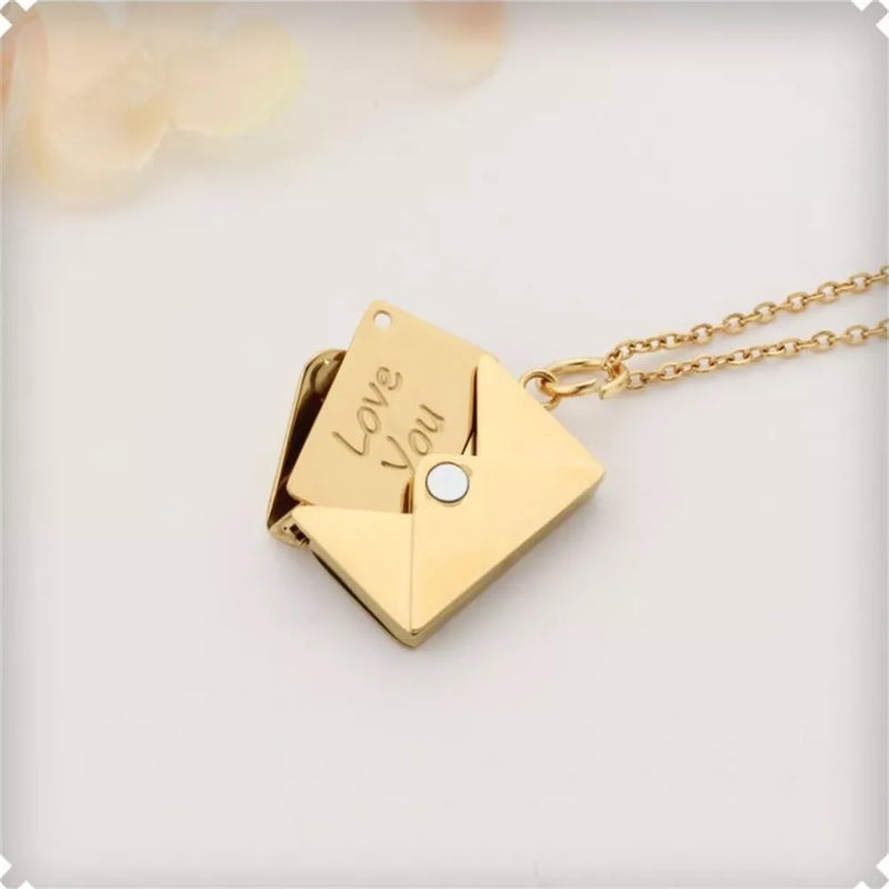 Love Letter Necklace Envelope Stainless Steel Jewelry Gold Silver Color Valentine's Day Gift