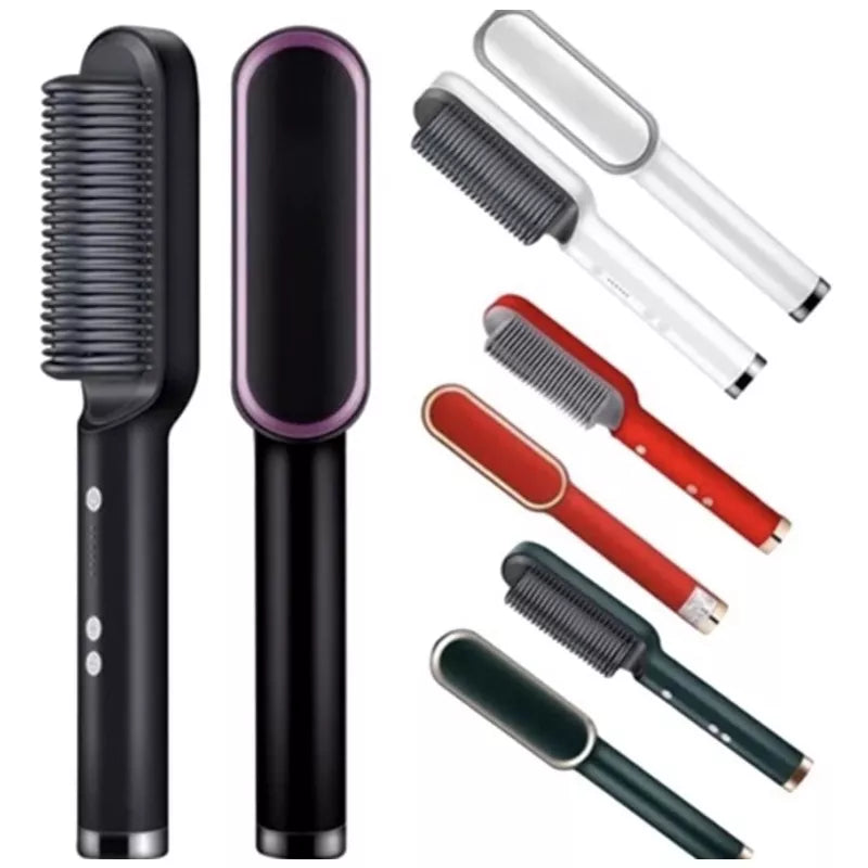 Hair straightening brush, electric comb, flat iron - dual voltage