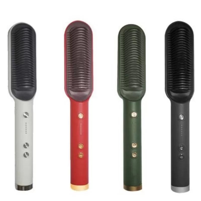 Hair straightening brush, electric comb, flat iron - dual voltage