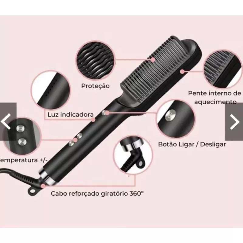 Hair straightening brush, electric comb, flat iron - dual voltage