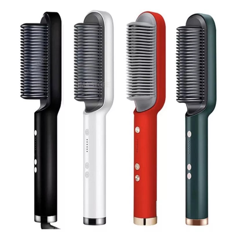 Hair straightening brush, electric comb, flat iron - dual voltage