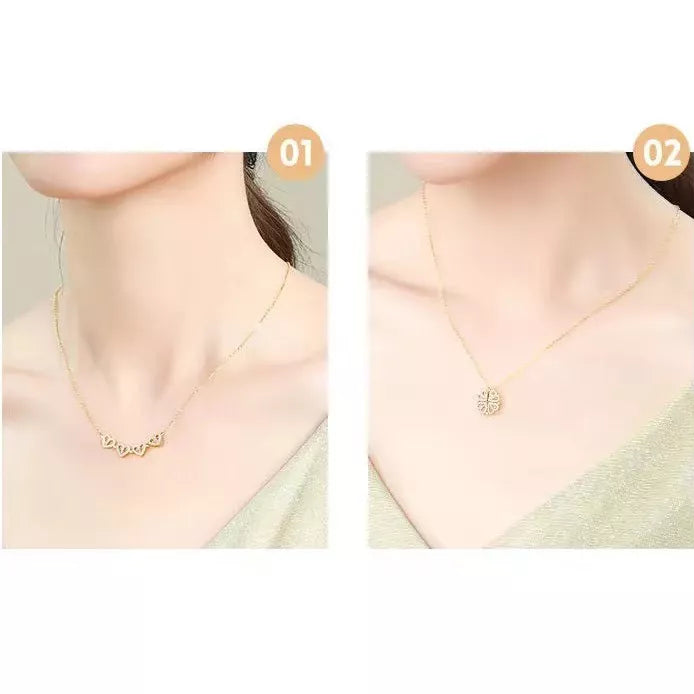 Luxury Women Necklace With Artificial Flower Box Four Leaves Pendant For Girlfriend Wife Valentine's Day Gift