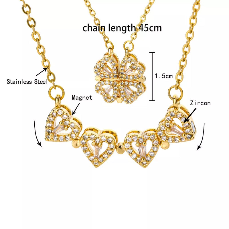 Luxury Women Necklace With Artificial Flower Box Four Leaves Pendant For Girlfriend Wife Valentine's Day Gift