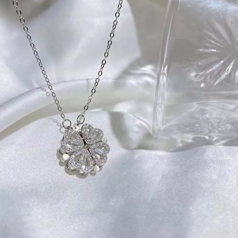 Luxury Women Necklace With Artificial Flower Box Four Leaves Pendant For Girlfriend Wife Valentine's Day Gift