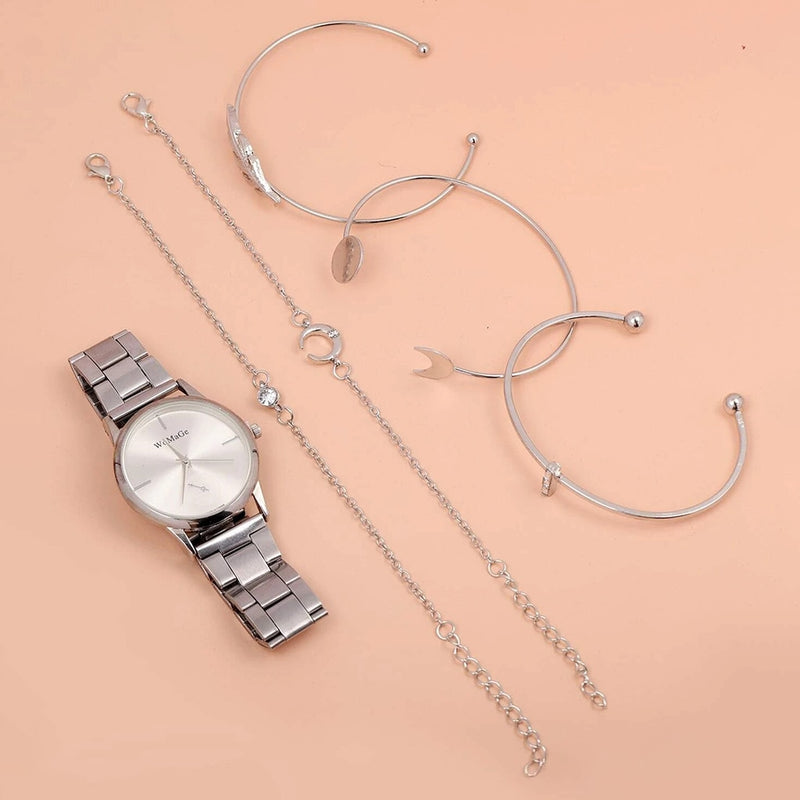 Relógio Luxury Womage de Quartz + 5 Pulseiras Grátis